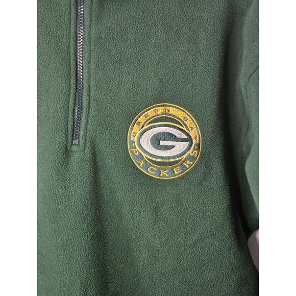 Vintage Sport One Green Bay Packers 3/4 Zip Green Fleece Sweatshirt Mens Medium - Picture 2 of 5